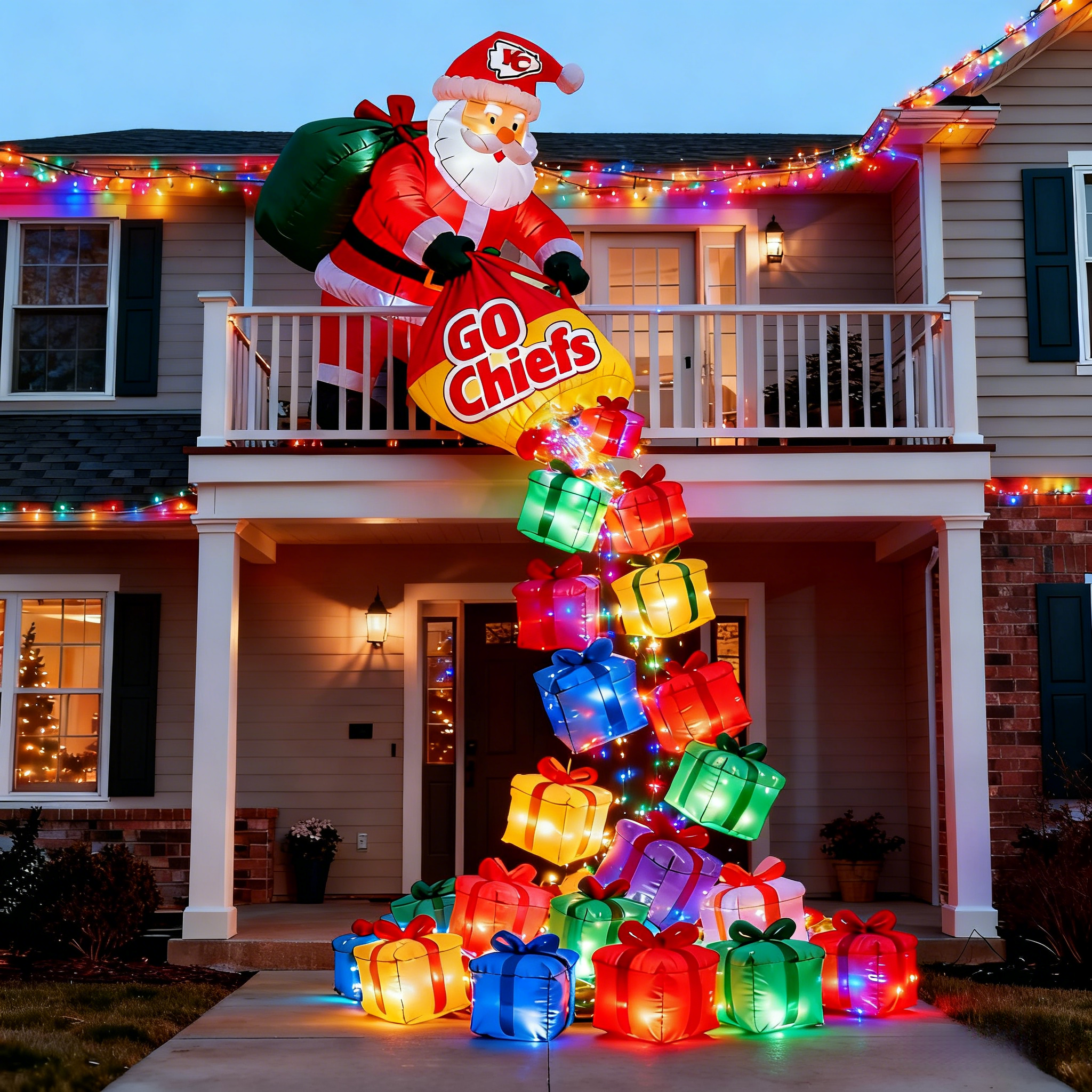 Festive Sports-Inspired Inflatable Santa Balloons - Holiday Spirit Decor
