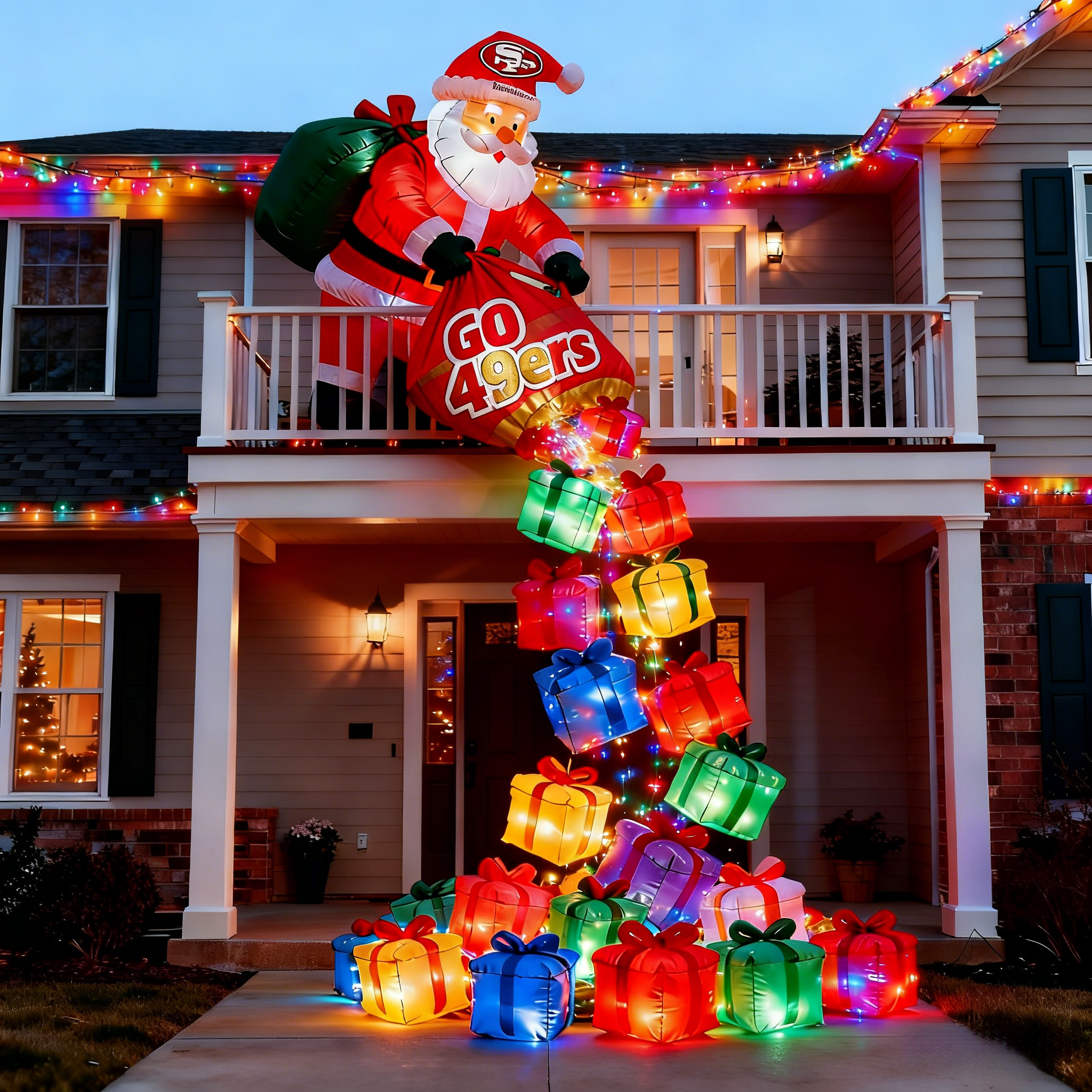 Festive Sports-Inspired Inflatable Santa Balloons - Holiday Spirit Decor