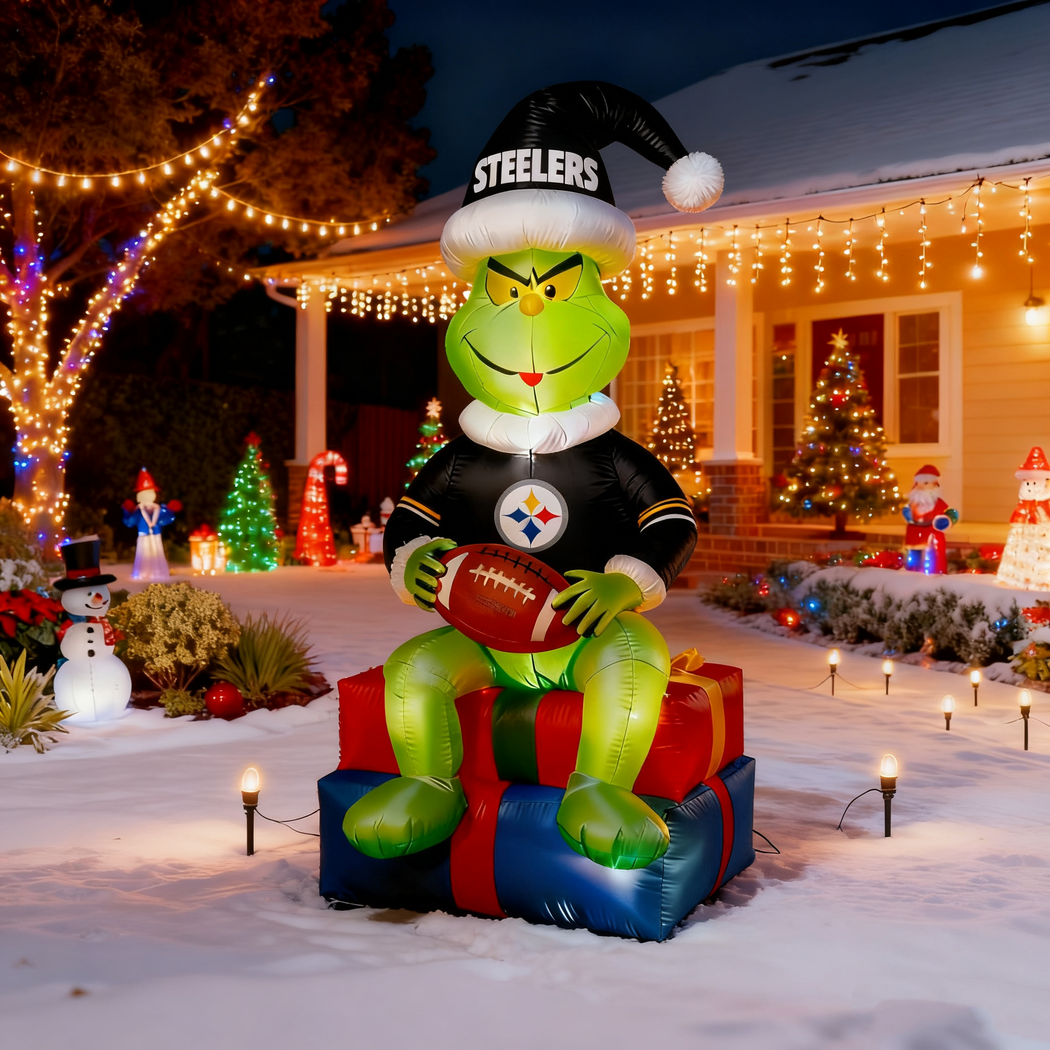 Inflatable Christmas Grinch Decoration - Festive Lawn Ornament