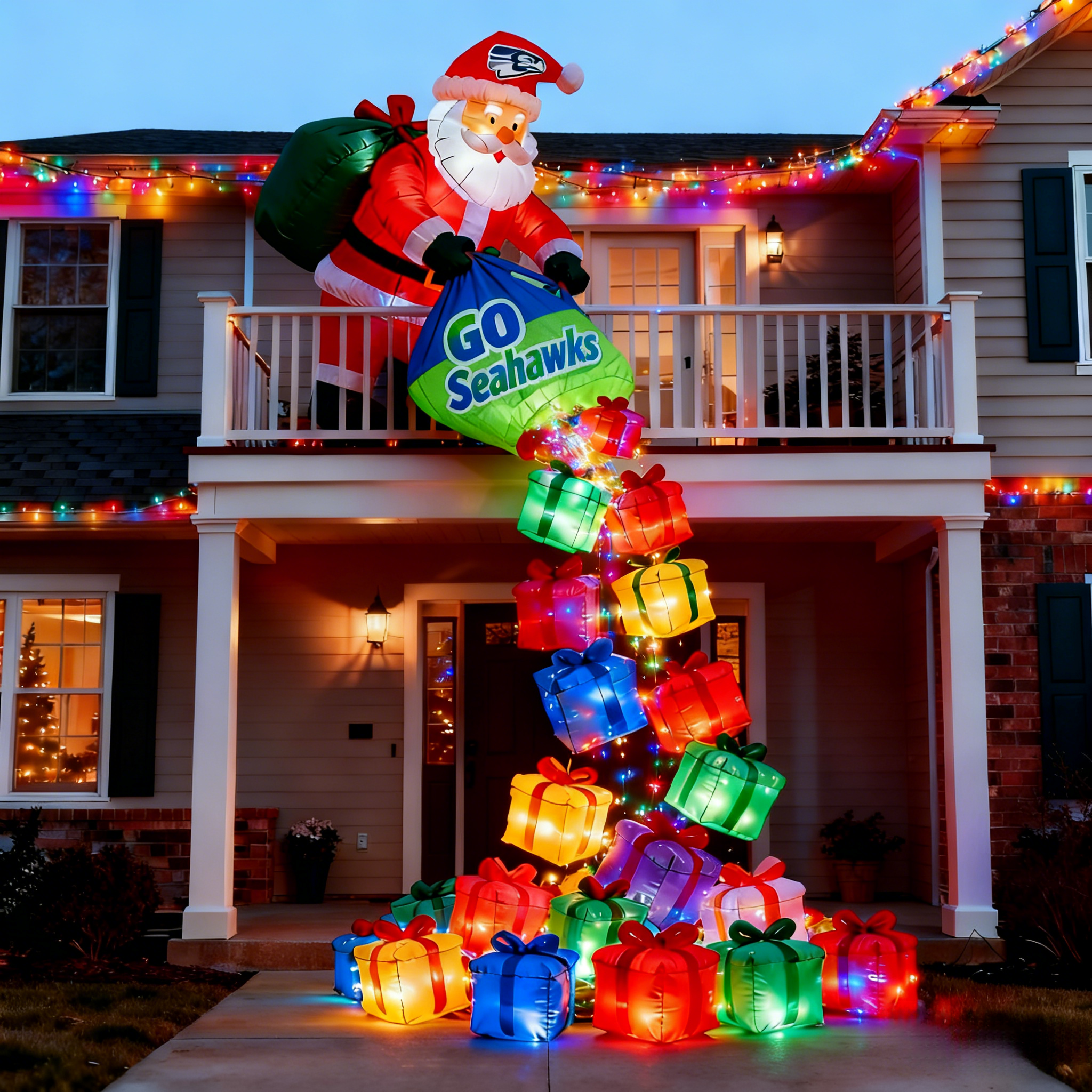 Festive Sports-Inspired Inflatable Santa Balloons - Holiday Spirit Decor