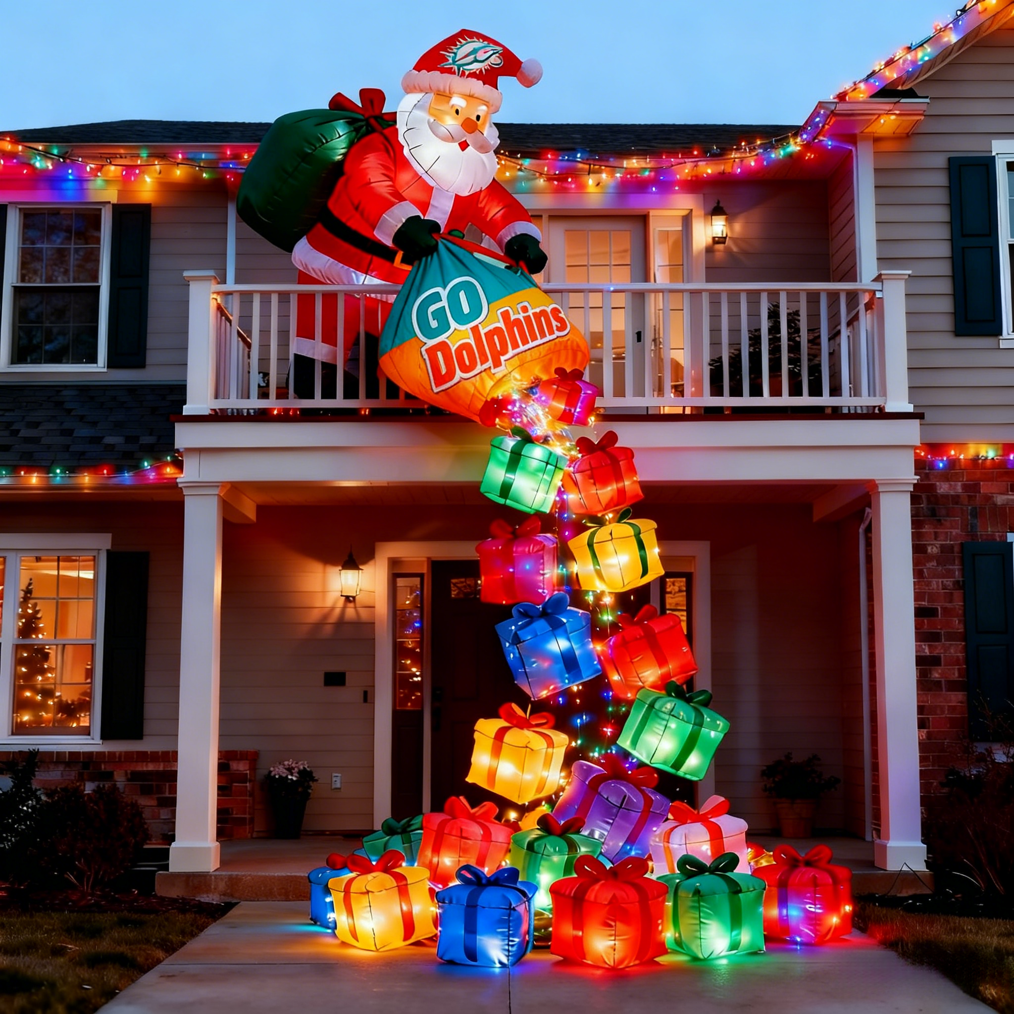 Festive Sports-Inspired Inflatable Santa Balloons - Holiday Spirit Decor