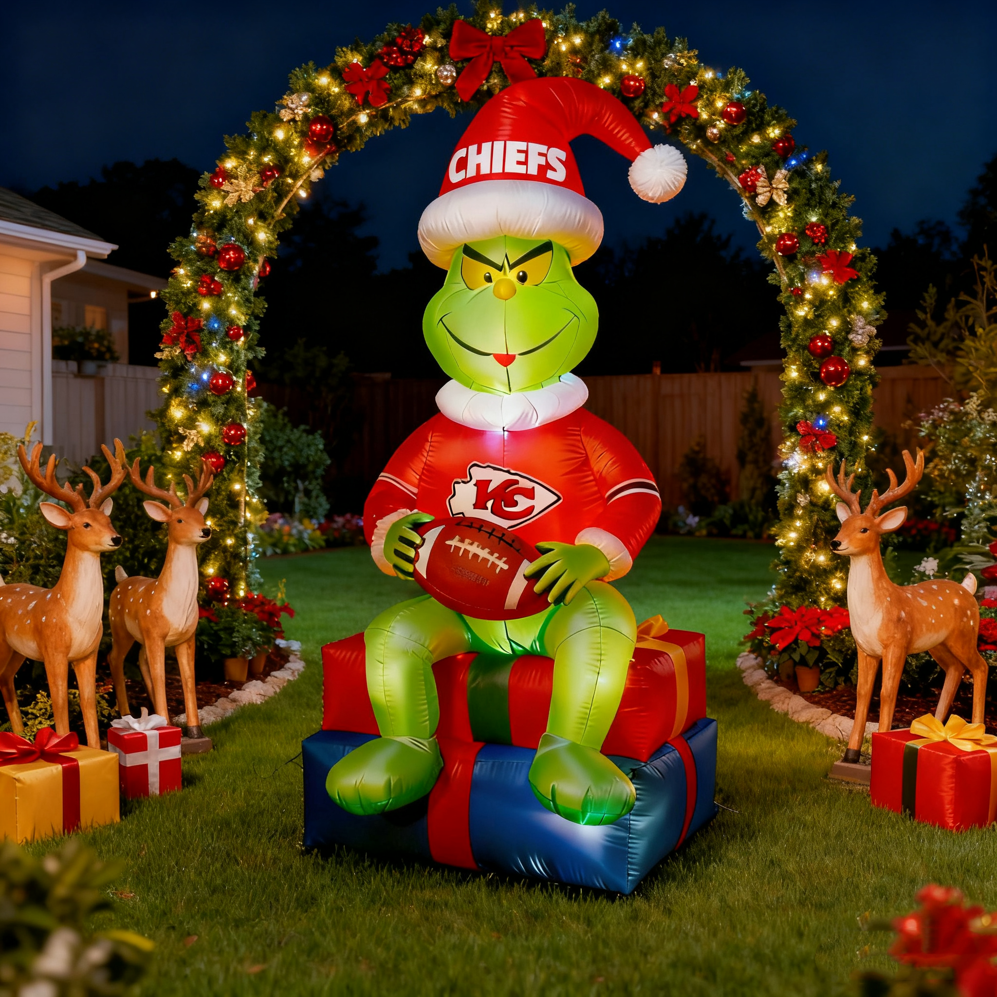 Inflatable Christmas Grinch Decoration - Festive Lawn Ornament