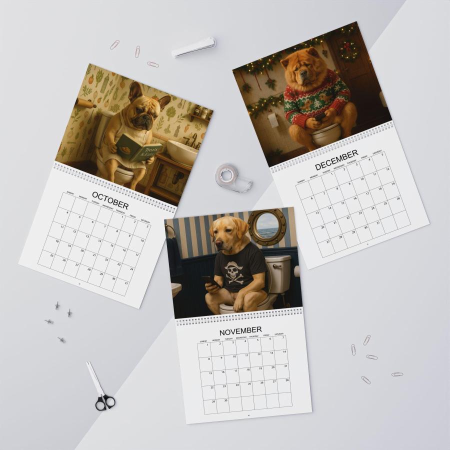 🐶Restroom Rascals: Dog Edition 2026 Wall Calendar