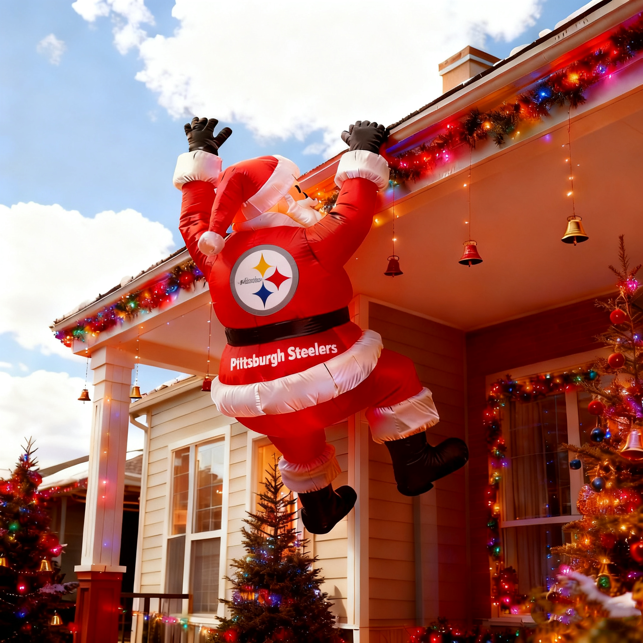 Inflatable Climbing Santa Christmas Decoration - Eye-Catching Holiday Yard Display