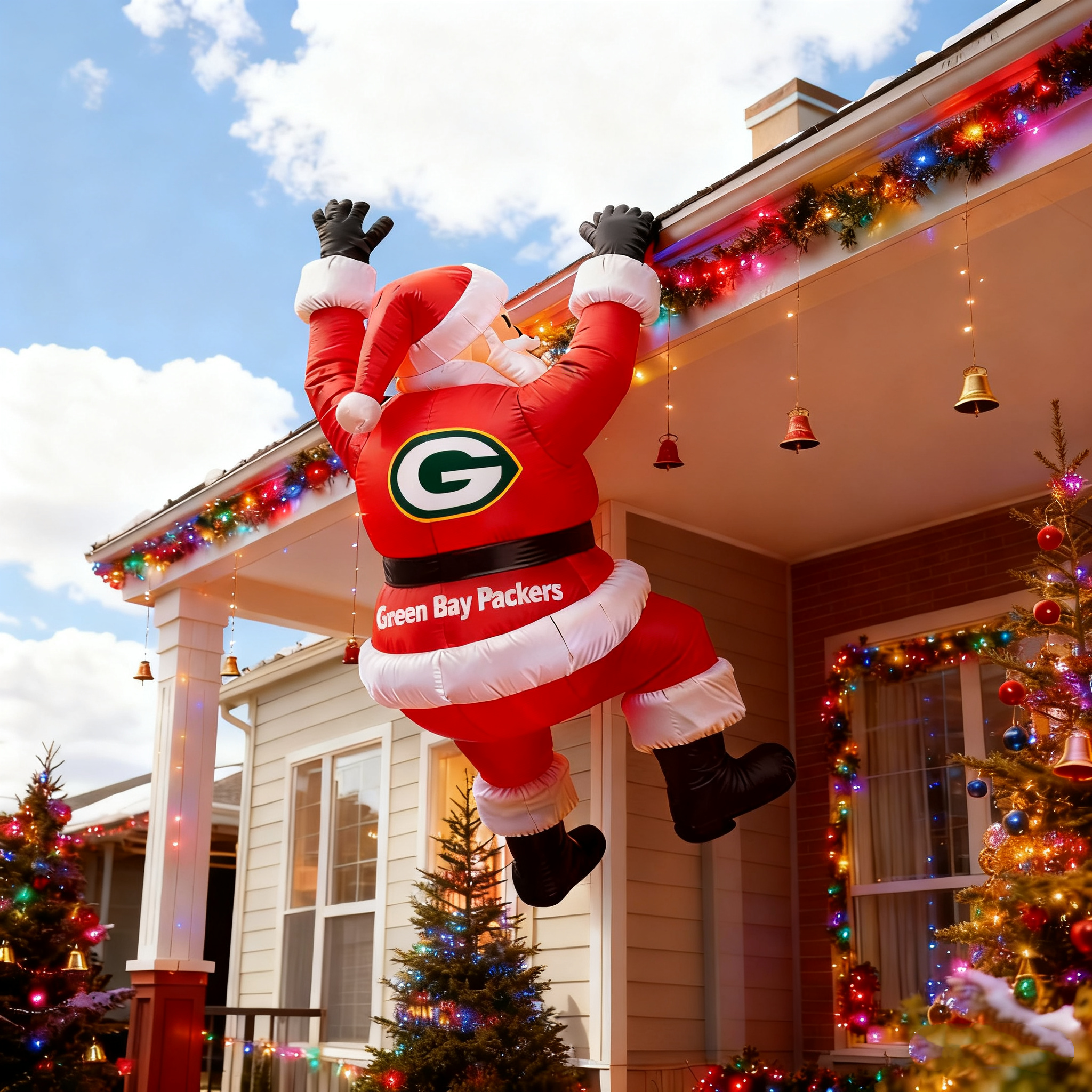 Inflatable Climbing Santa Christmas Decoration - Eye-Catching Holiday Yard Display