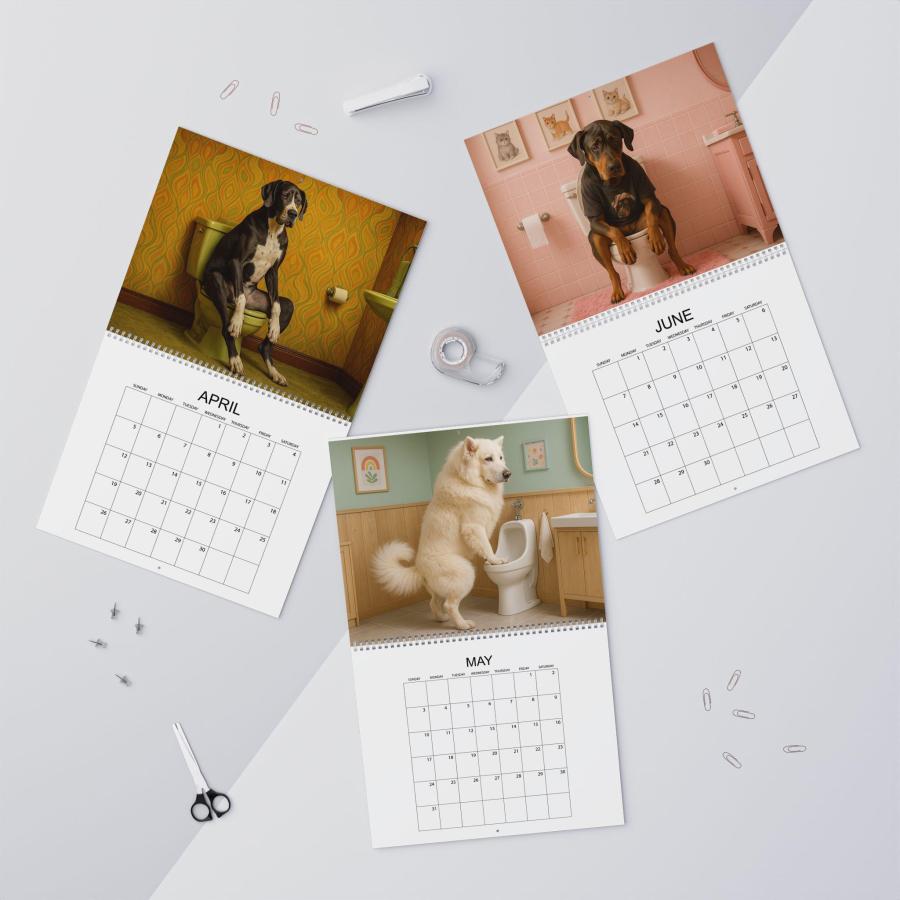 🐶Restroom Rascals: Dog Edition 2026 Wall Calendar