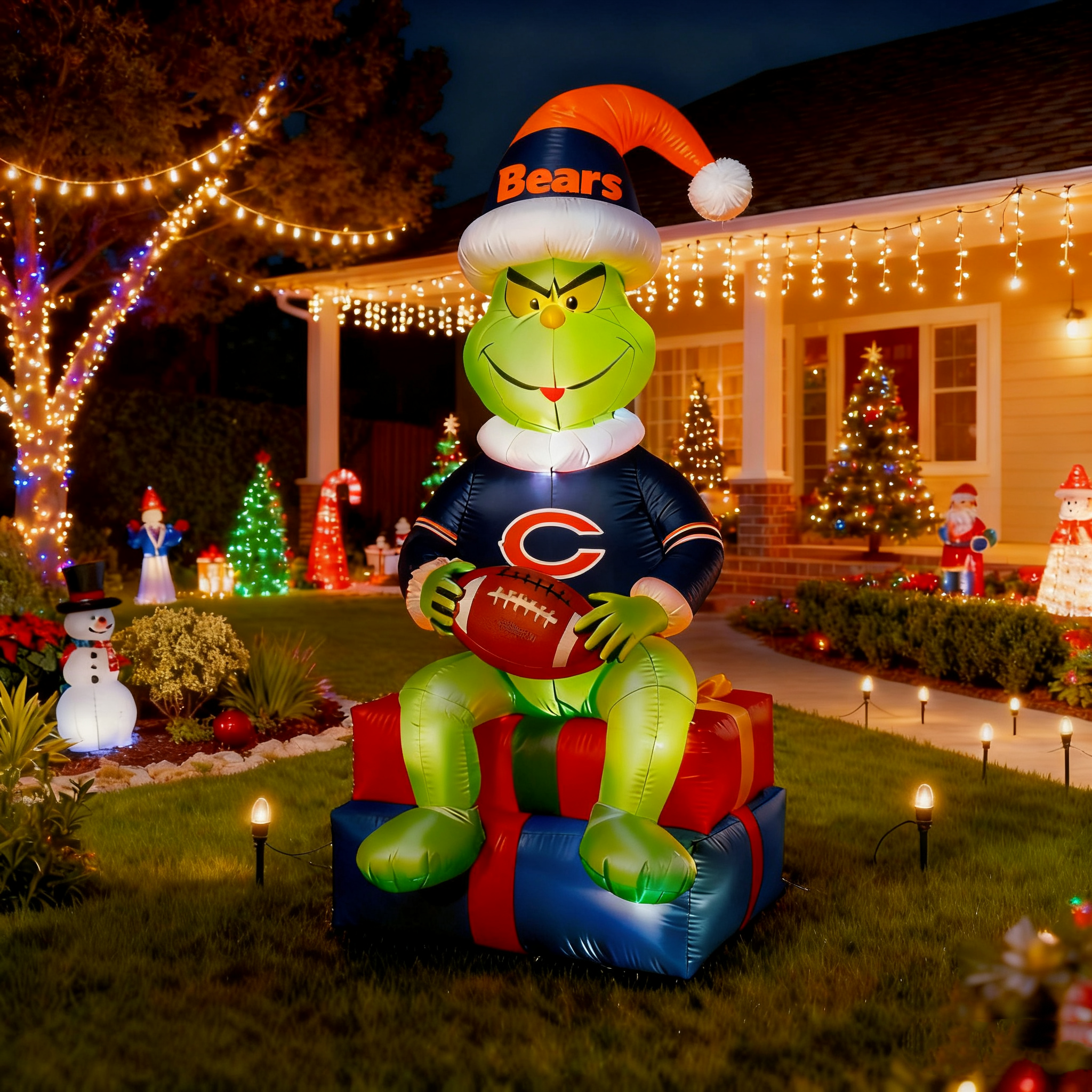 Inflatable Christmas Grinch Decoration - Festive Lawn Ornament
