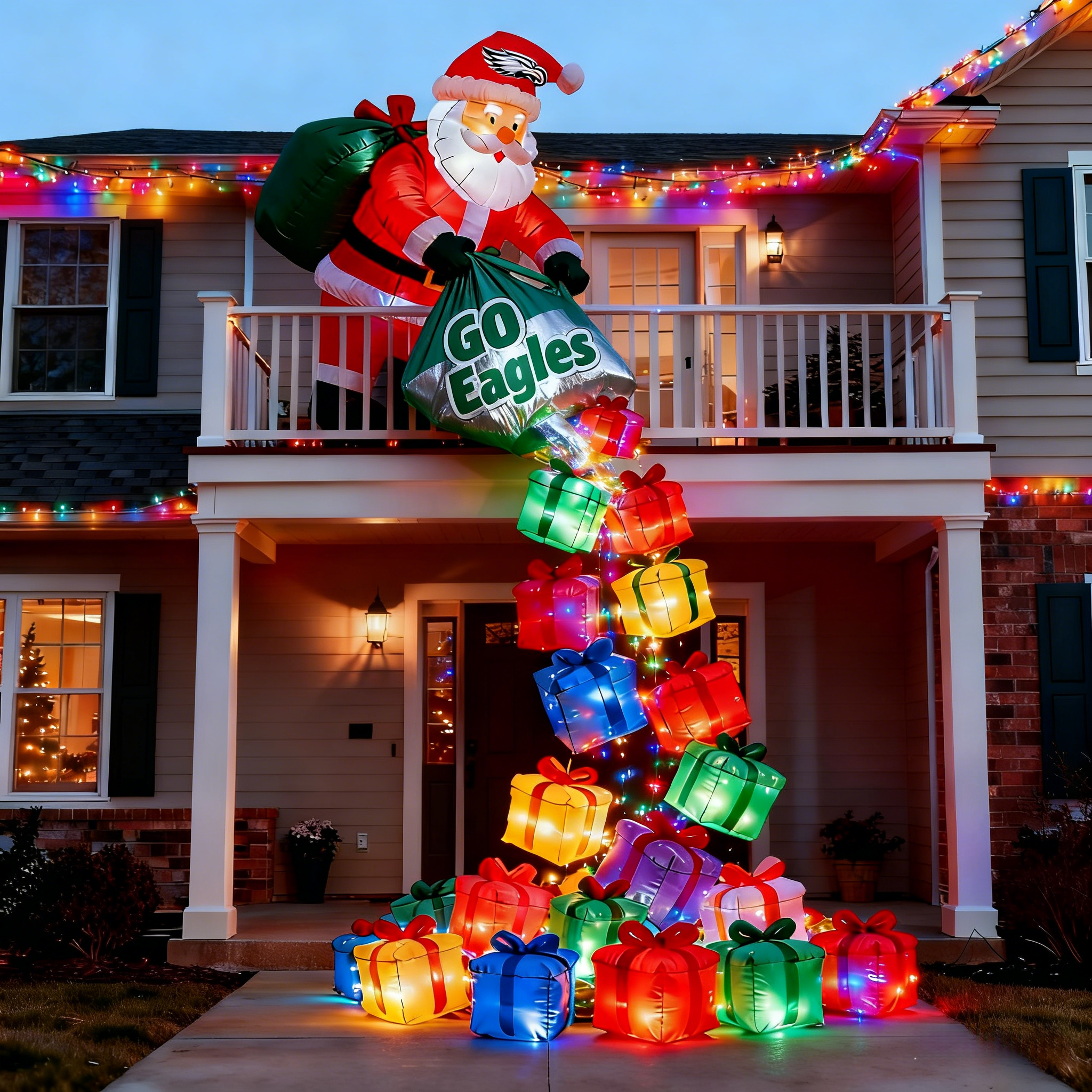 Festive Sports-Inspired Inflatable Santa Balloons - Holiday Spirit Decor