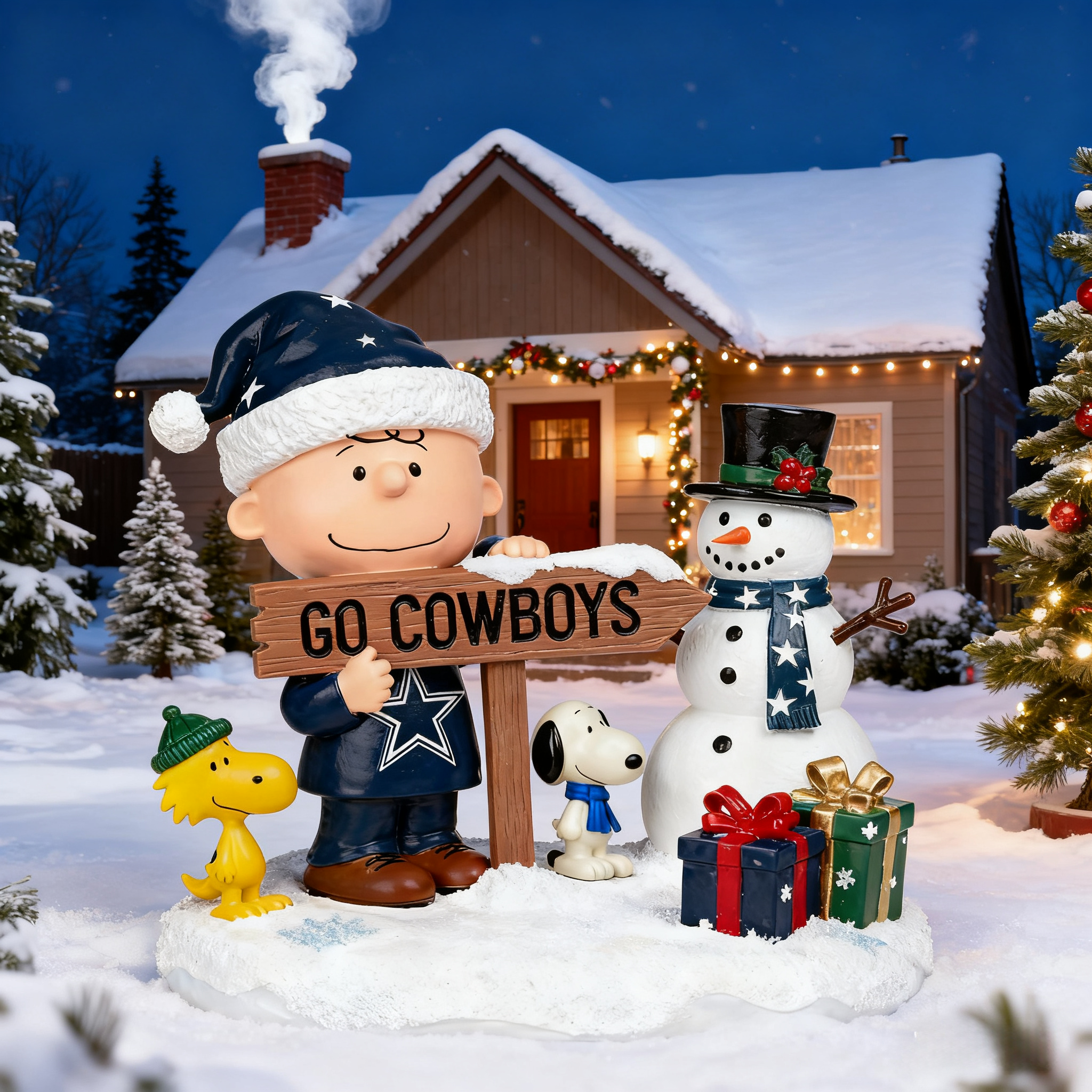 Peanuts Christmas Charlie Brown Snowy Scene Statue