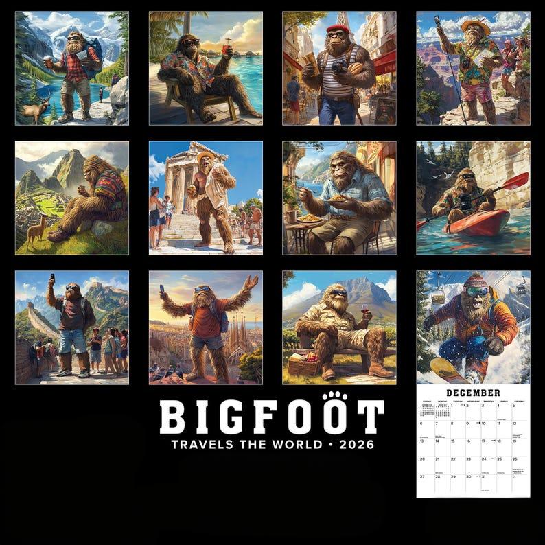 Bigfoot Travels the World Wall Calendar