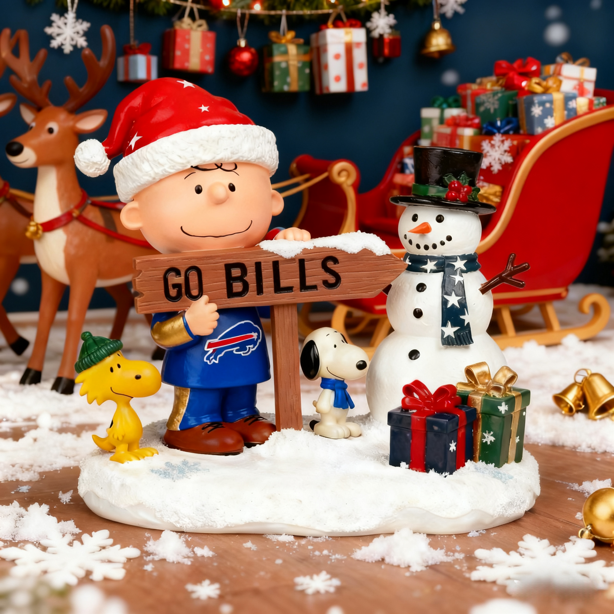 Peanuts Christmas Charlie Brown Snowy Scene Statue