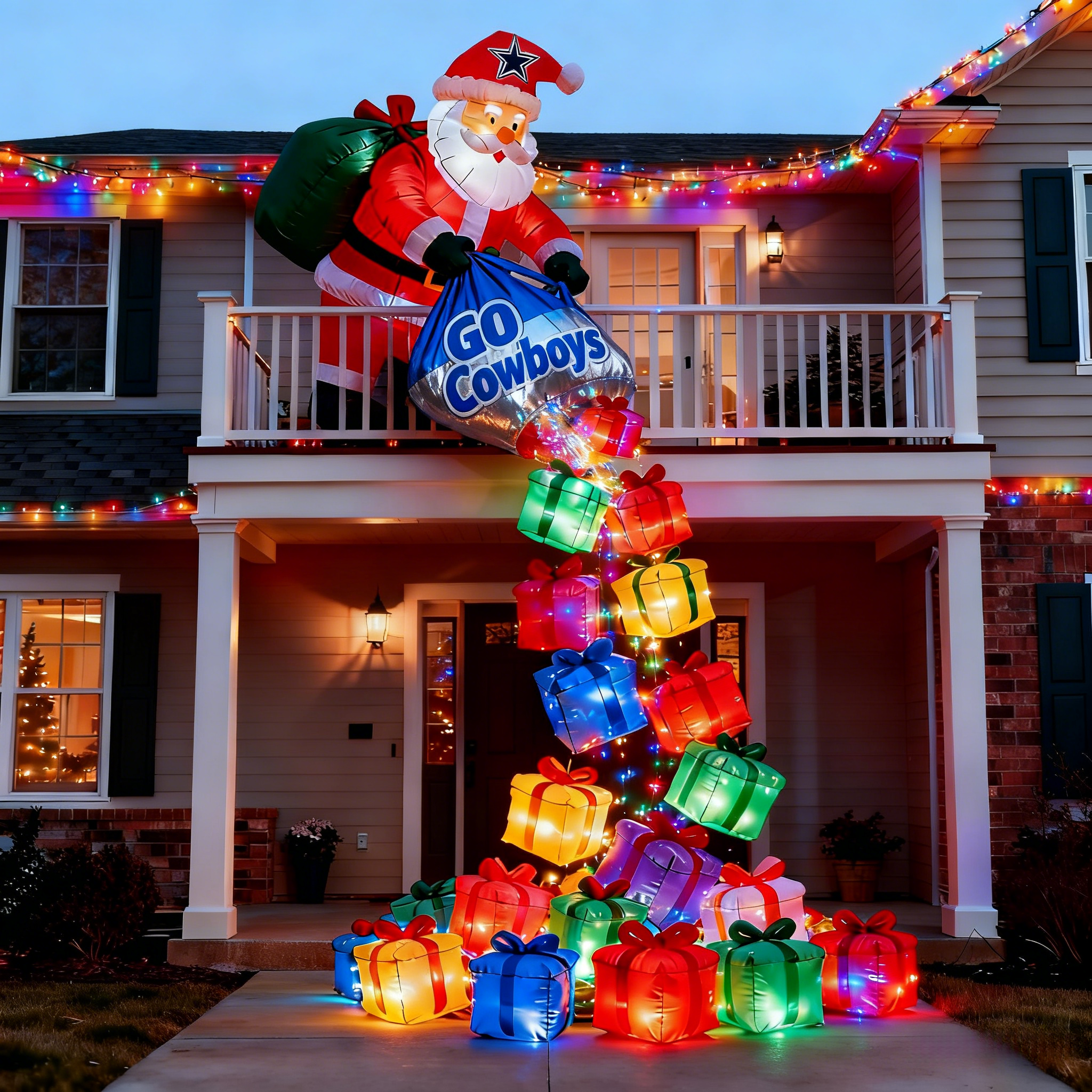 Festive Sports-Inspired Inflatable Santa Balloons - Holiday Spirit Decor