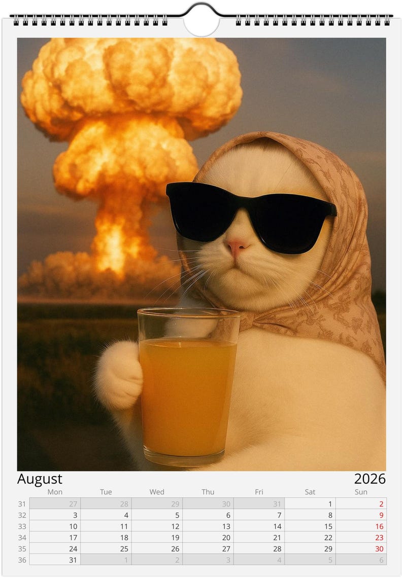 Everything is Fine Meme Cat Wall Calendar 2026