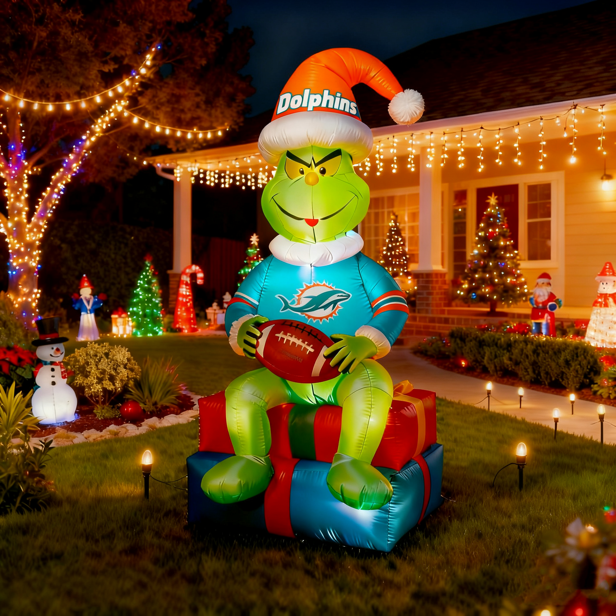 Inflatable Christmas Grinch Decoration - Festive Lawn Ornament
