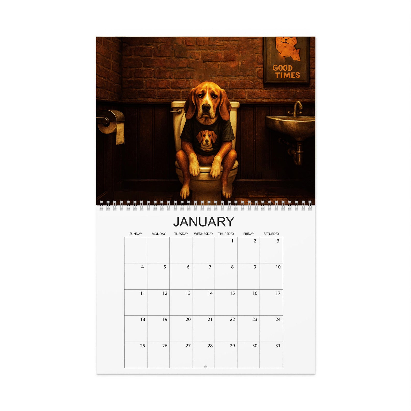 🐶Restroom Rascals: Dog Edition 2026 Wall Calendar