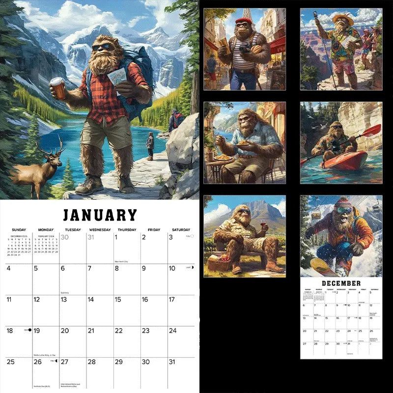 Bigfoot Travels the World Wall Calendar