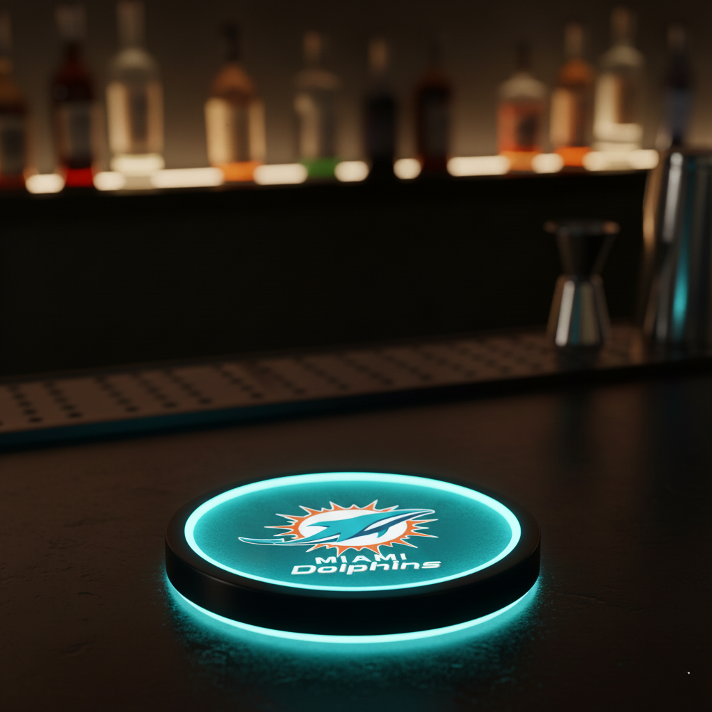 Miami Dolphins LED Illuminated Coasters – Premium Fan Edition