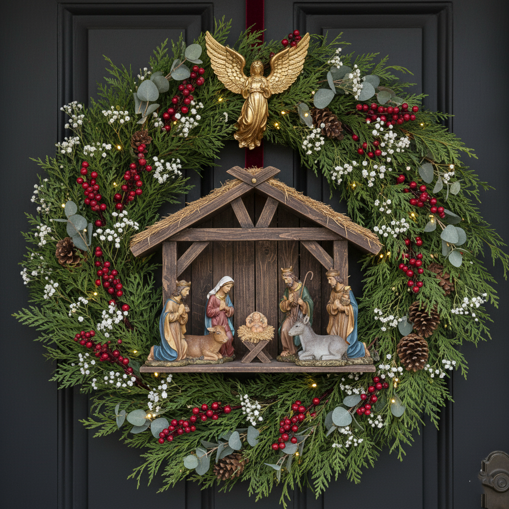 Nativity Scene Christmas Wreath