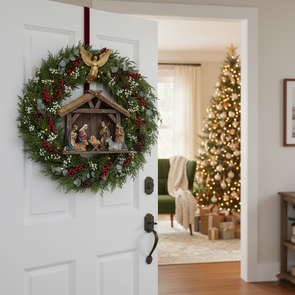 Nativity Scene Christmas Wreath