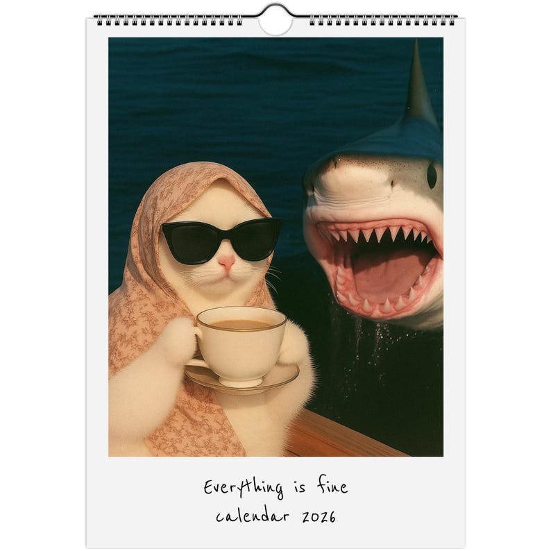 Everything is Fine Meme Cat Wall Calendar 2026