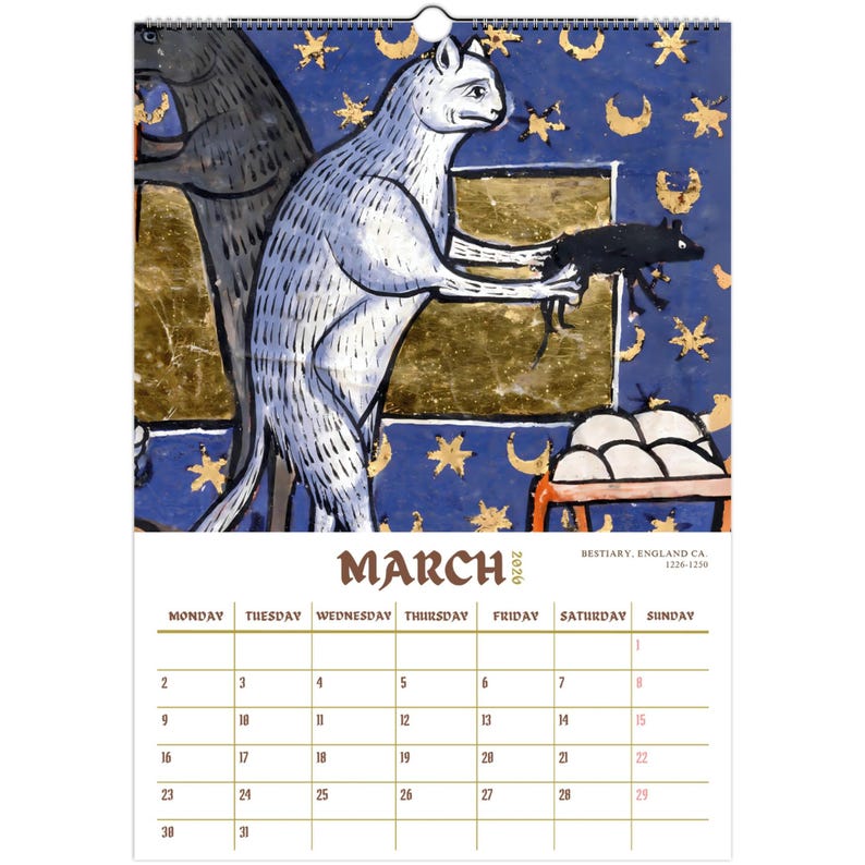 Ugly Medieval Cats 2026 Wall Calendar