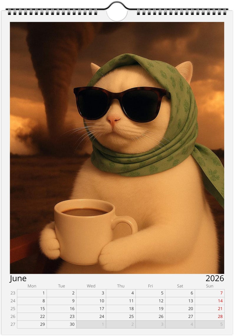 Everything is Fine Meme Cat Wall Calendar 2026