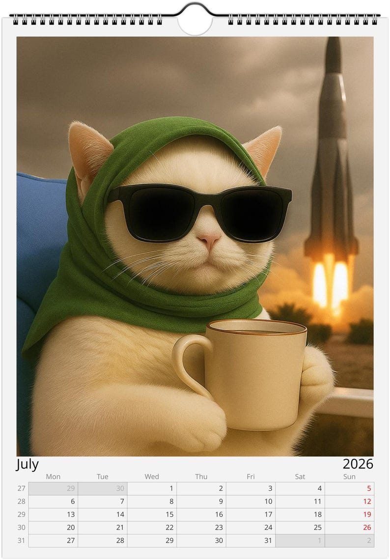 Everything is Fine Meme Cat Wall Calendar 2026