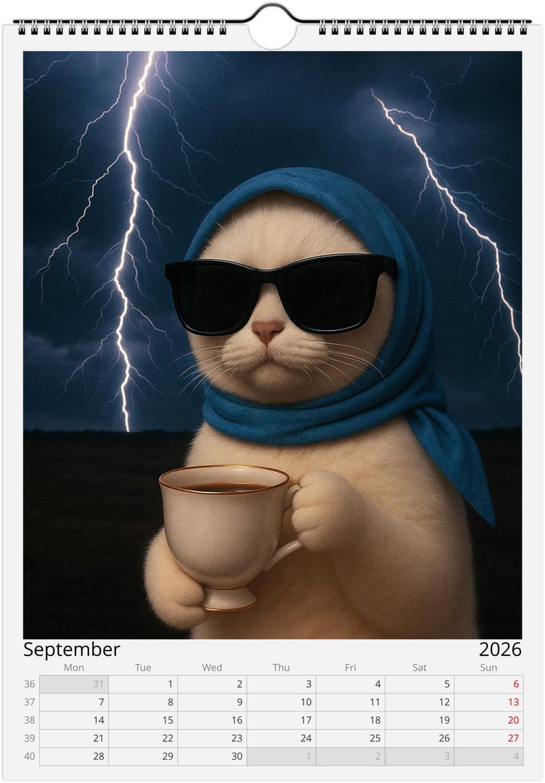 Everything is Fine Meme Cat Wall Calendar 2026