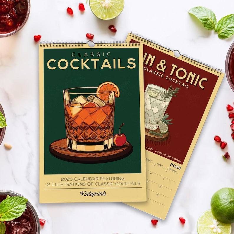 2025 Cocktail Art Wall Calendar