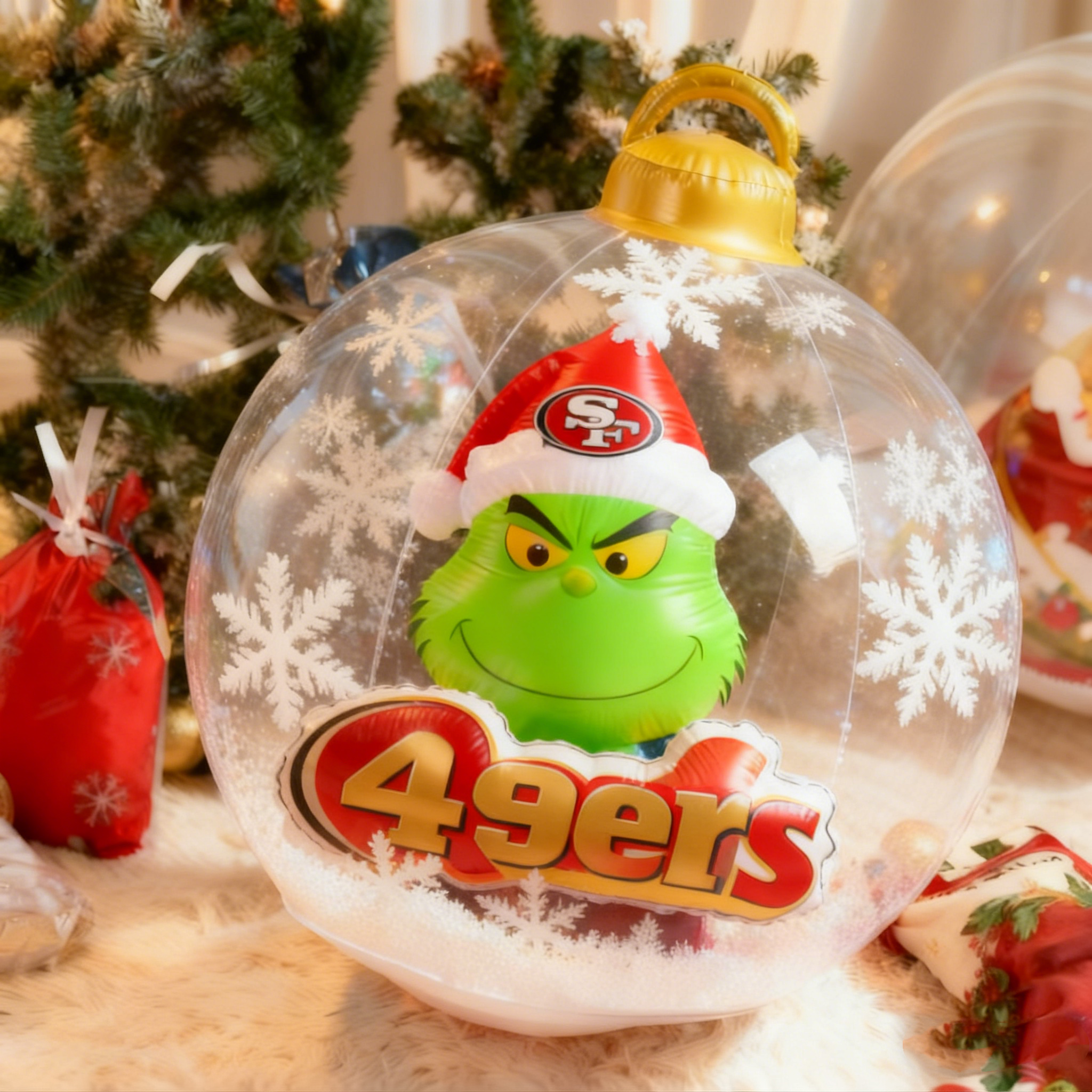 Grinchy Christmas Inflatable Ball Ornament – A Whimsical Holiday Statement Piece